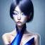 Placeholder: Japanese woman with dark blue eyes