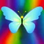 Placeholder: butterfly logo with rainbow marble background, full body