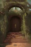 Placeholder: entrance to Hell:: greece:: heavy archway:: ornate, beautiful, lush, vines, goddess statues, Intricate Tree branches, Lava fountain, low angle, red shift, Photorealistic --ar 1:2 --q 2