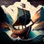 Placeholder: Generate an iconic Norwegian small rowing Viking ship transformed into an artistic masterpiece, with the ship serving as the canvas for creative expression. illustration of a Norwegian landscape in a unique, artistic style.