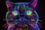 Placeholder: Black light art, neon cat