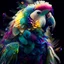 Placeholder: Parrot portrait, Beautiful and pretty By Mandy Disher, full body, all angles, fantastical otherworldly, white flowers, vibrant colors, red, blue, yellow, purple, green, intricate infinite fractal micro synapses diamond feathers, intricate details, Ismail Inceoglu, bokeh,