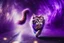 Placeholder: A hyper-realistic ,A purple cat walking in space, the space is colorful, a fairy tale look, the cat is smiling, Photo Real, HOF, full size, practicality,manufacturability,performance, (((realism, realistic, realphoto, photography, portrait, realistic, elegant, charming, apocalyptic environment, professional photographer, captured with professional DSLR camera, trending on Artstation, 64k, ultra de