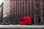 Placeholder: A Tesla 'Semi' (semi truck) is parked, near the Flatiron Building in Manhattan. (CINEMATIC, WIDE ANGLE LENS, PHOTO REAL)
