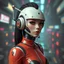 Placeholder: a retro-futuristic feminine android, space age, dystopia, stylised, digital art, 3d render