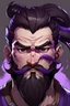 Placeholder: Male, bony cheeks, normal chin, wide nose, purple skin, chinese, lots of muscle, big forehead, messed hair, beard