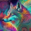 Placeholder: a psychedelic wolf in a colorful wonderland