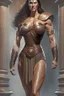 Placeholder: A hyper-realistic concept art of a full body fantasy woman tall ultra muscular with a hard square face and brown hair wearing a greek senator outfit with hands on her waist, full body, fantasy woman, tall, ultra muscular, hard square face, brown hair, greek senator outfit, by Jaime Jones, in the style of fantasy realistic art, cinematic and dramatic lighting, fantasy character drawings, realistic drawings, digital art, Highly Intricate Details, high quality,