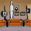 Placeholder: Room with odd creepy stuff and a liminalspace atmosphere in René Magritte style