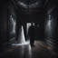 Placeholder: Hyper Realistic Afterlife ghostly Love with black-walls showing cinematic & dramatic ambiance