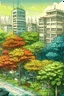 Placeholder: Drema city, plants, trees , drawing, color, beautiful