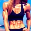 Placeholder: beautiful woman, big bust, 6-pack abs, slim waist, long hair