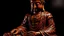 Placeholder: Buddha made of lacquered polished walnut burl and Mahogany, full object, dynamic contrast, depth mapped