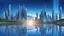 Placeholder: stunning panoramic view of an Amazing futuristic asian cyber city on a biomechanical tall island, azure blue sea, skyline suring Sunset , reflections, high detailed, sharp focus, best shot