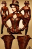 Placeholder: steampunk, women's leather clothing with pleats