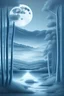 Placeholder: soft blue grey background, with a full moon highlighting the soft tones of the valley and trees below