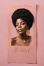 Placeholder: An extremely formal, funeral program written in French for a black woman (include a front photograph of a beautiful biracial black woman) on salmon pink deeply pigmented velvet paper with brilliant, brightest heavy golden greenish calligraphy fonts, simple, minimalistic, less element, very dramatic lighting