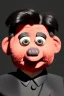 Placeholder: Waist up muppet Portrait, Kim Jong-un muppet doll, black suit, photo studio, red background, unreal engine 5, concept art, art station, god lights, ray tracing, RTX, lumen lighting, ultra detail, volumetric lighting, 3d.