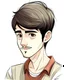 Placeholder: Young man, 23 years old, short hair, photographer, write the name Hima, cartoon