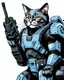 Placeholder: Comic of an armored cat warrior from science fiction, ultra quality