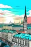 Placeholder: romantic cityscape vienna, comics style