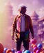 Placeholder: Ultra Realistic photo, medium shot view, drunken sweet dancer old Asian man, carnival scene, monster hair, steampunk style. Red hair, confeti, smile, happy, festival, ovnis, gradient color fog. highly detailed, concept art, unreal engine 5, ray tracing, RTX, lumen lighting, ultra detail, volumetric lighting, 3d, finely drawn, high definition, high resolution.