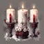 Placeholder: watercolor draw gothic vintage candles, dark red with flowers, white lace and rubies, white background, Trending on Artstation, {creative commons}, fanart, AIart, {Woolitize}, by Charlie Bowater, Illustration, Color Grading, Filmic, Nikon D750, Brenizer Method, Side-View, Perspective, Depth of Field, Field of View, F/2.8, Lens Flare, Tonal Colors, 8K, Full-HD, ProPhoto RGB, Perfectionism, Rim Lighting, Natural Lightin