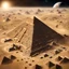 Placeholder: Egyptian pyramids under a large number of satellites