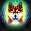 Placeholder: cosmic shiba inu, psychic ethereal orbs, sacred geometry energy