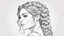 Placeholder: outline art for a gorgeous and sweet lady portrait, braid hairstyle, coloring page, white background, sketch style, only use outline, clean line art, white background, no shadows and clear and well outlined