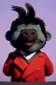 Placeholder: Waist up muppet Portrait, Kim Jong-un muppet doll, black suit, photo studio, red background, unreal engine 5, concept art, art station, ray tracing, lumen lighting, ultra detail, volumetric lighting, 3d.