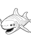 Placeholder: coloring page for kids, shark, cartoon style, thick outline, low details, no shading, no color