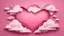 Placeholder: Valentine's day background pink sky heart and paper cut clouds