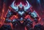 Placeholder: Huge Sion 8k sci-art drawing style, white ghoul, Jaw iron, big muscles, huge hatchet, league of legends them, neon effect, apocalypse, intricate details, highly detailed, high details, detailed portrait, masterpiece,ultra detailed, ultra quality