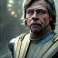 Placeholder: mark hamill walking, dark hair, blue eyes, leather, art by luis royo and greg rutkowski, portrait shot, concept art, insane detail, ray tracing, photorealism, 8k, octane render, frostbite, depth of field, backlight