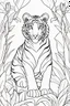 Placeholder: coloring page for kids, tiger lily, thick outline, low details, no shading, no color