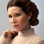 Placeholder: modern disney style, half-length portrait, three-quarter face pose of carrie fisher as Princess Leia without hair, entrancing deep brown eyes, eos5d mark 4, ef 85mm 5.6, professional majestic photo realistic painting by Ed Blinkey, Atey Ghailan, by Jeremy Mann, Greg Manchess, Antonio Moro, trending on ArtStation, Intricate, High Detail, Sharp focus, dramatic, by greg rutkowski, realism, beautiful and detailed lighting,