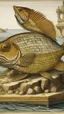 Placeholder: A brown Rock Snapper designed in ancient Egyptian architectures and sculptures painted by Albrecht Durer