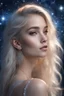 Placeholder: gorgeous ethereal female, looking over shoulder, piercings, beautiful face, mesmerizing starry eyes, smooth translucent skin, transcendental