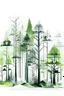 Placeholder: forest in green and gray on a white background in futuristic style