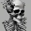 Placeholder: skeleton, top body, black and white, cactus, graphic