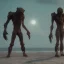 Placeholder: horror golems on night beach