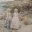 Placeholder: Elle fanning and dakota fanning as flowers, on the beach, autochrome
