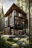 Placeholder: Medium sized, modern house in the woods made from shipping containers, photorealistic