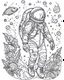 Placeholder: outline art for stoners coloring pages with A very simple and super minimal design featuring A cosmic coloring page featuring an astronaut floating in space surrounded by cannabis constellations., white background, sketch style, fully body, only use outline, cartoon style, clean line art, white background, no shadows and clear and well outlined