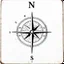 Placeholder: compass directional indicator found on maps, antique etched, black on white