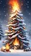 Placeholder: Christmas tree snow , Merry-x-mas decoration, tree, cartoon, Undertaker, fire and smog, Skull