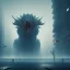 Placeholder: Kaiju, monster, humanoid, giant, ultra modern,futuristic, city, smoke, rain, digital illustration, fantasy, architecture, sharp focus, concept art, octane render, scary, 8 k