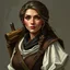 Placeholder: a pretty middle-aged woman, olive skin, fantasy, medieval, traveller, digital art, stylised