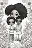 Placeholder: create a outlined coloring page of a chibi black characters of a couple surrounded by flowers. Pay attention to the details of the faces and flowers and the emotions conveyed by the couple. White background, sketch style, half of body, use outline, Mandala style, clean line art, no shadows, no coloring, no shading, no grey.